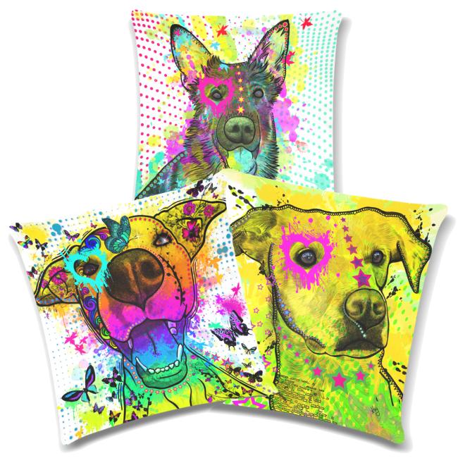 Sofakissen-Bezug mit Lieblingsmotiv von RBC - Popart Hundeporträt, 50x50 cm, Baumwolle & Polyester, beidseitig bedruckt, waschbar - Kopie